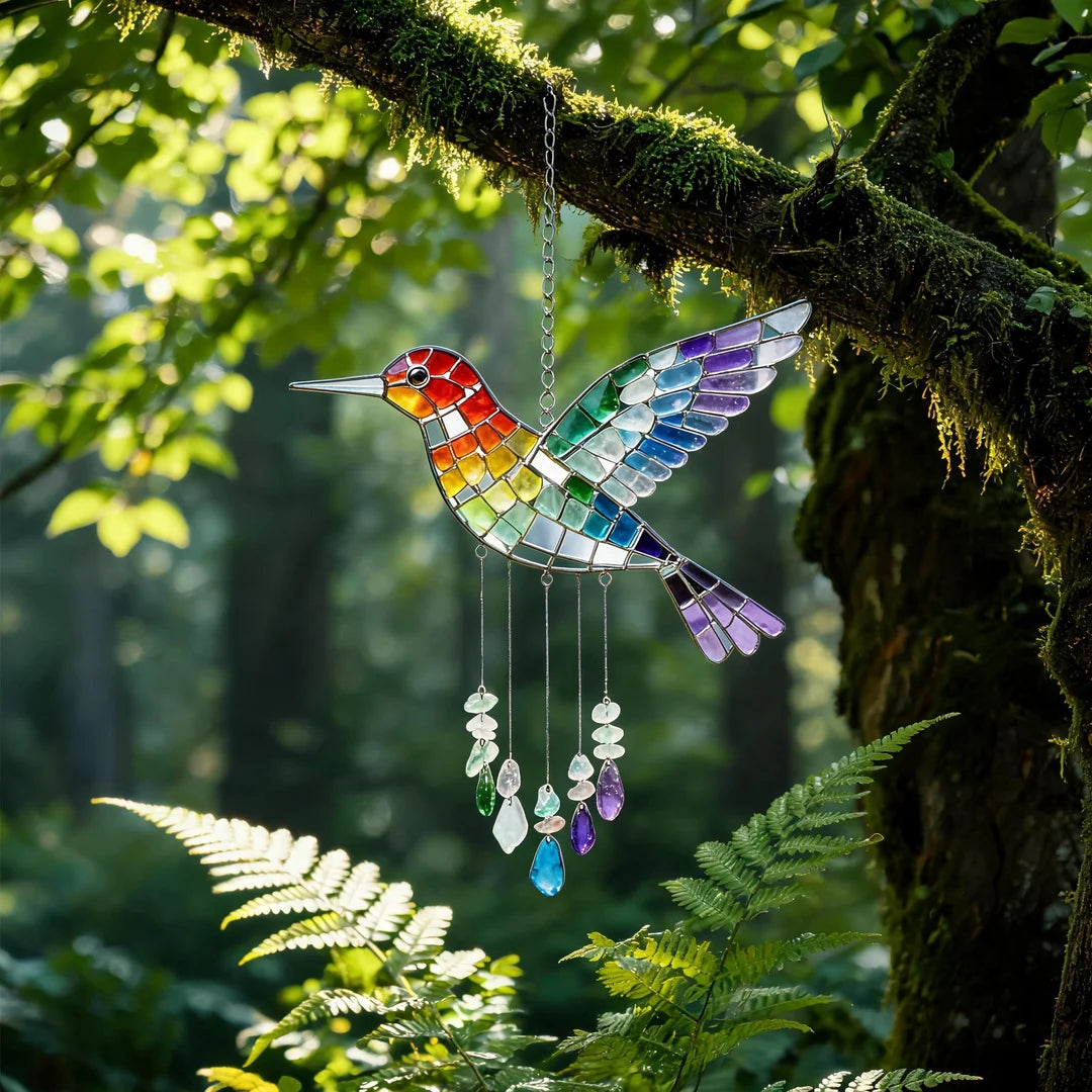 🌬️Sea Glass Rainbow Bird Wind Chime🌈