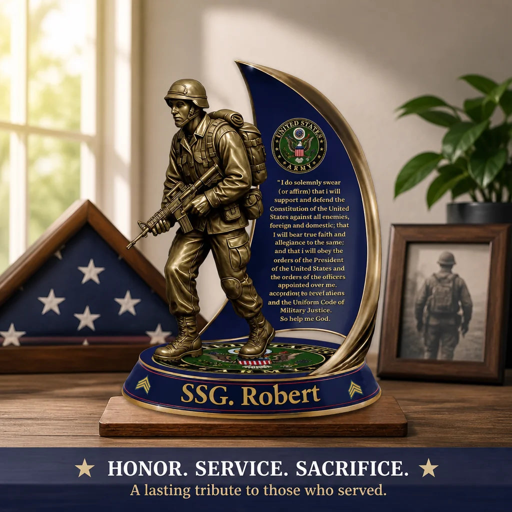 Custom Veteran Wood Plaque - Personalized Military Service Gift For Soldier Veterans