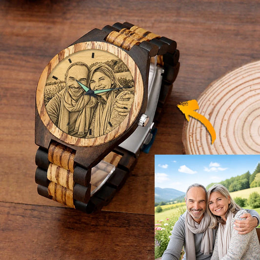 Custom Photo Ebony Watch - Personalized Couple Gift - Carry Your Favorite Moment Forever