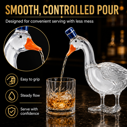 3D Sculpted Goose Glass Decanter - Elegant Liquor & Whiskey Bottle For Bar, Home Decor