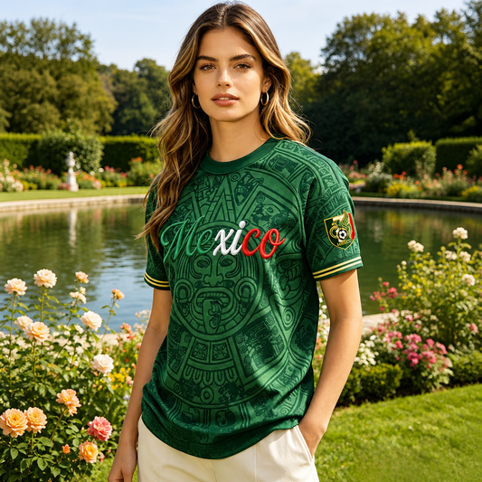 Mexico Football Lover T-Shirt - Women’s Green Printed Game Day Tee